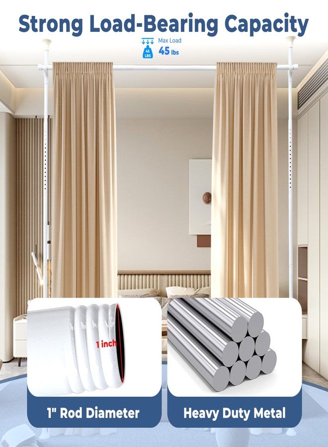 EUIJOIP Heavy Duty 1" No-Drill Room Divider Rod - Rustproof Adjustable Tension Pole 4-10ft (H) 28-114inch(W) for Privacy Curtains & Temporary Walls, White - Image 4